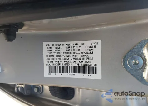 2014 Honda Accord Sport z USA, uszkodzony, nr VIN 1HGCR2F52EA272280